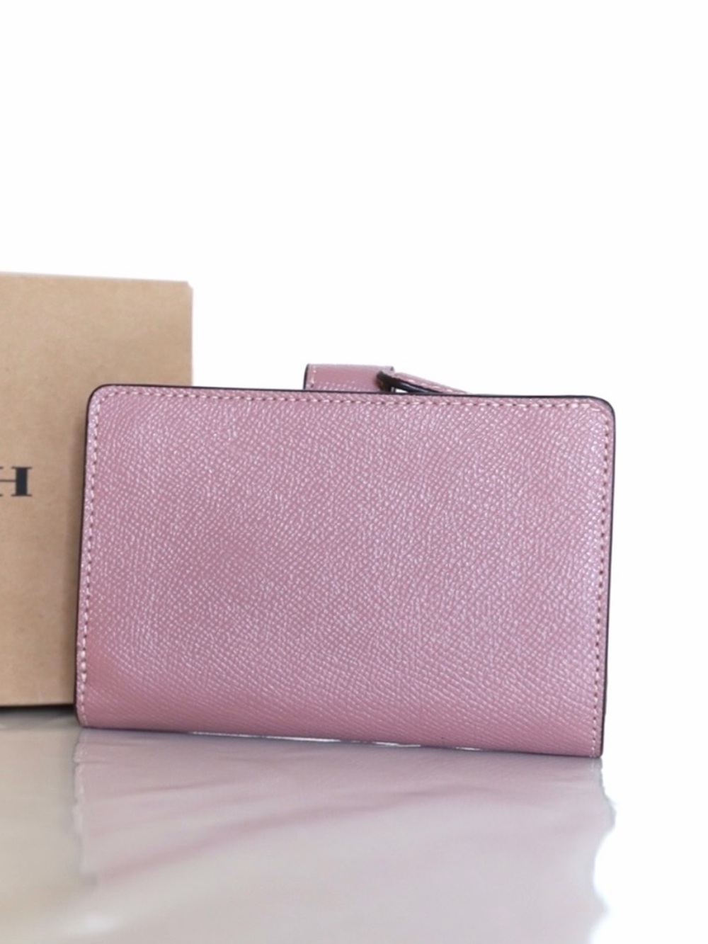 NWT- Coach Medium Corner Zip Wallet in Crossgrain Leather Dusty Rose - Picture 4 of 8